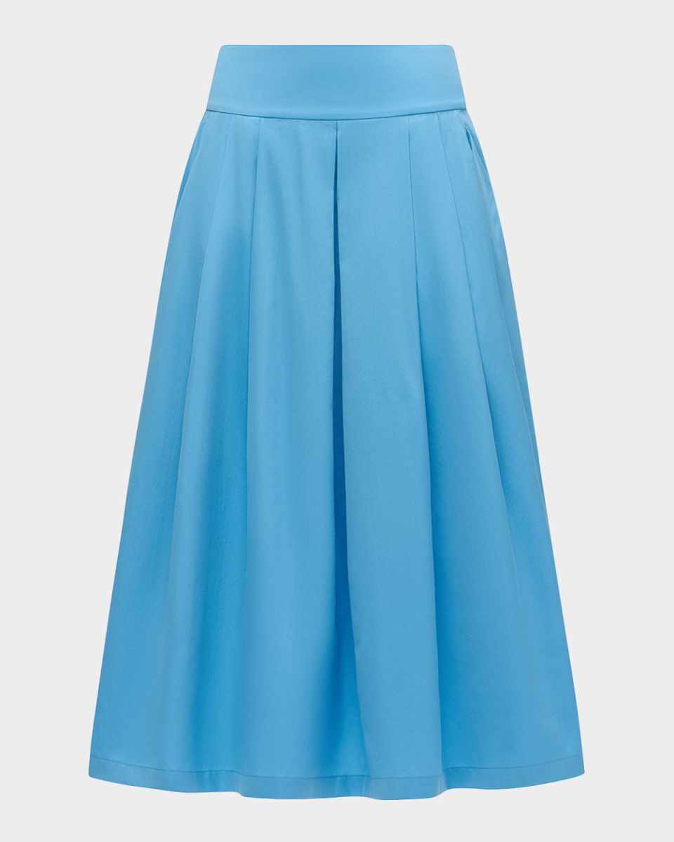Consuela Pleated Cotton-Silk Midi Skirt